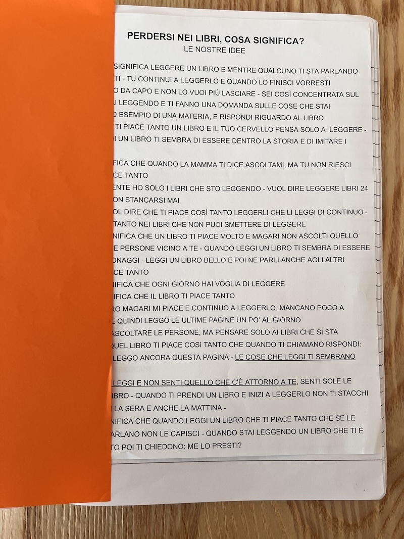 DISCUSSIONE IN CLASSE E RACCOLTA RIFLESSIONI DEI BAMBINI