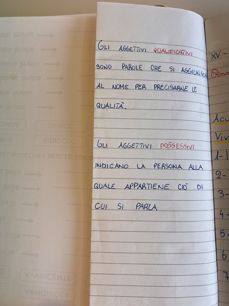 RETRO DELLA COPERTINA RETRO CON DEFINIZIONI DI AGGETTIVI