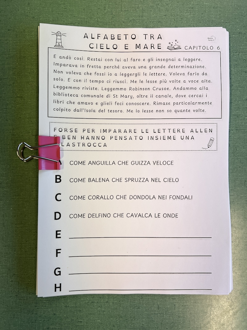 Filastrocca da scrivere_alfabeto tra cielo e mare