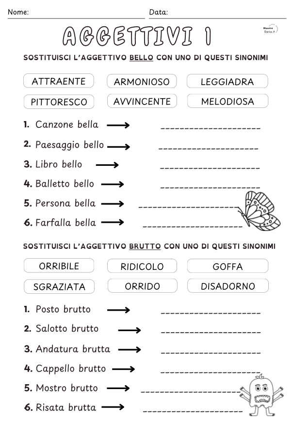 Screenshot 2025-05-16 alle 20.56.26 prima scheda dedicata agli aggettivi sinonimi.