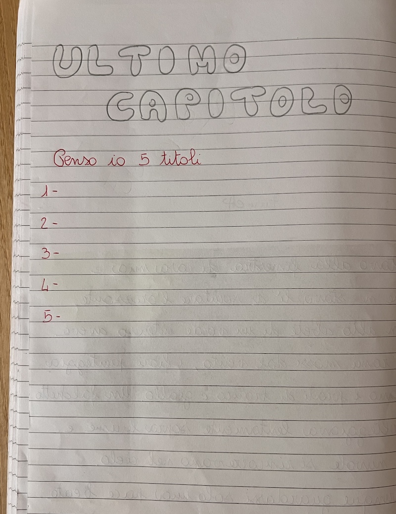 Ultime attività sul quaderno.