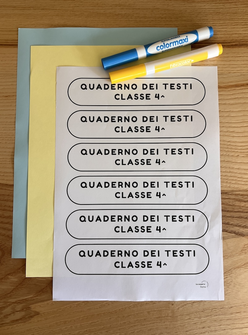 TITOLI DA INSERIRE NELLE COPERTINE DEI QUADERNI