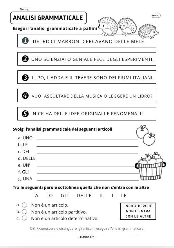 ANALISI GRAMMATICALE E DIFFICOLTÀ ORTOGRAFICHE