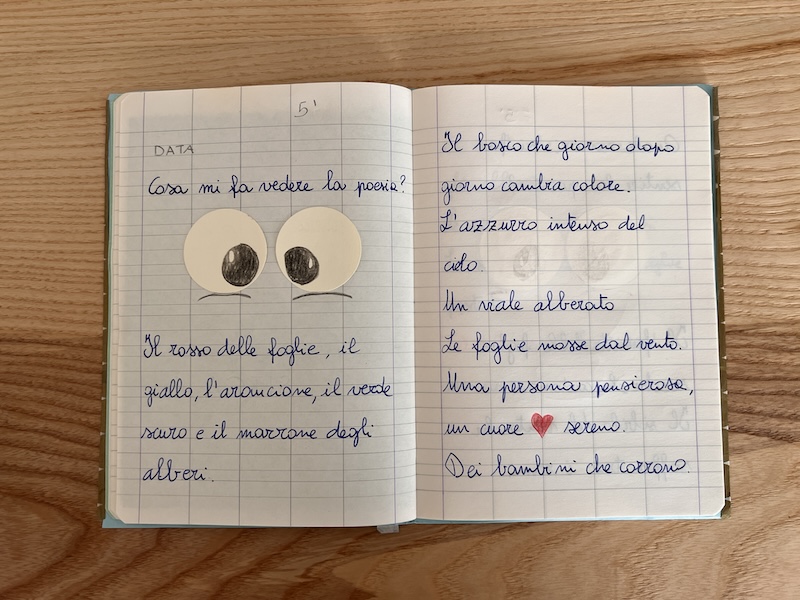 TACCUINO CON UN ESEMPIO DI DATI VISIVI