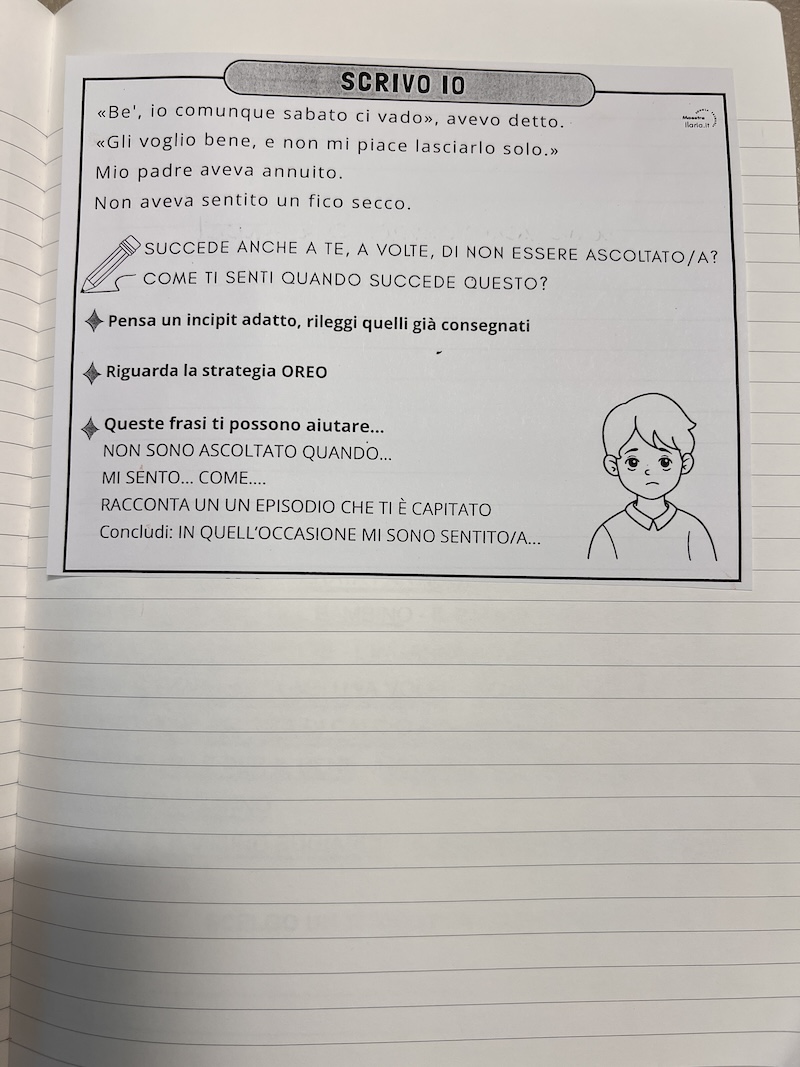 SCHEDA CON PROPOSTA DI SCRITTURA