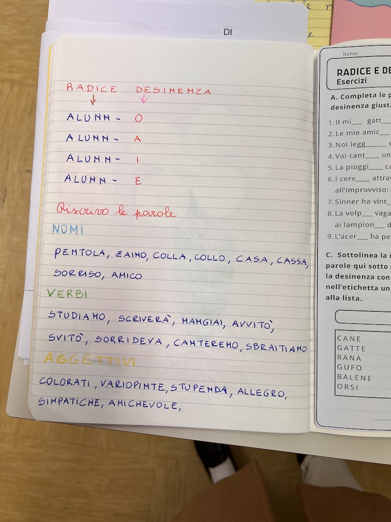 L'ESERCIZIO SUL MIO QUADERNO