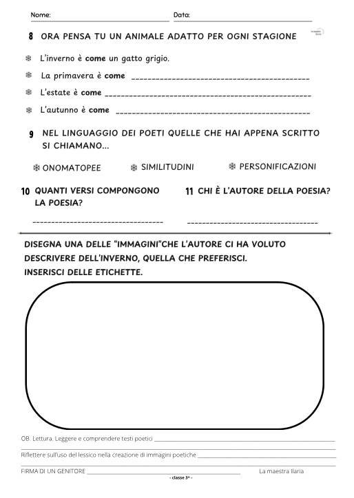 SCHEDA DIDATTICA ANALISI POESIA