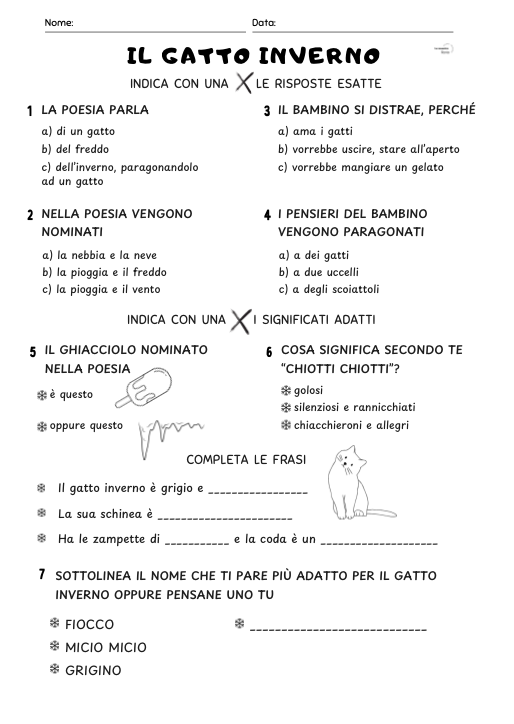 SCHEDA DIDATTICA PER LA COMPRENSIONE