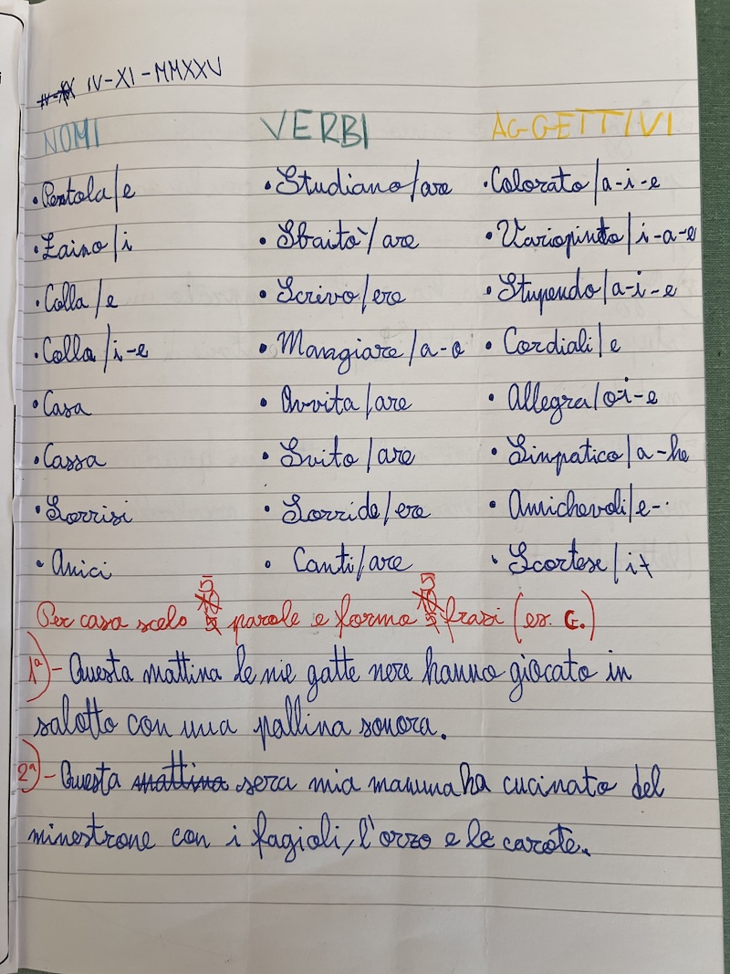 POSSIBILE LAVORO SUL QUADERNO