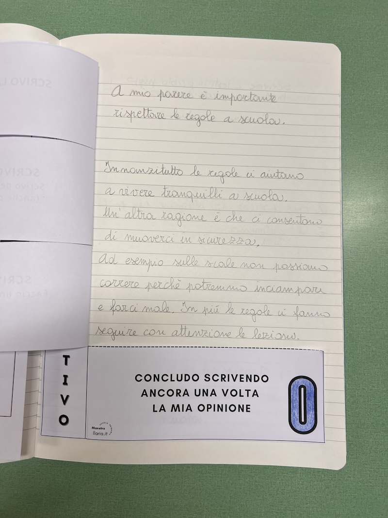 terza parte del testo scritto in classe