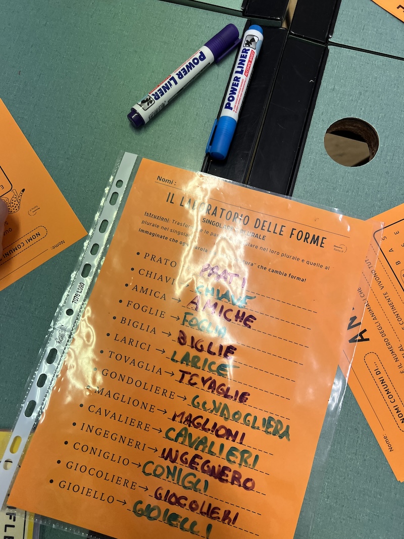 AL LAVORO SU UNA SCHEDA SCHEDA COMPLETATA DA DUE BAMBINI