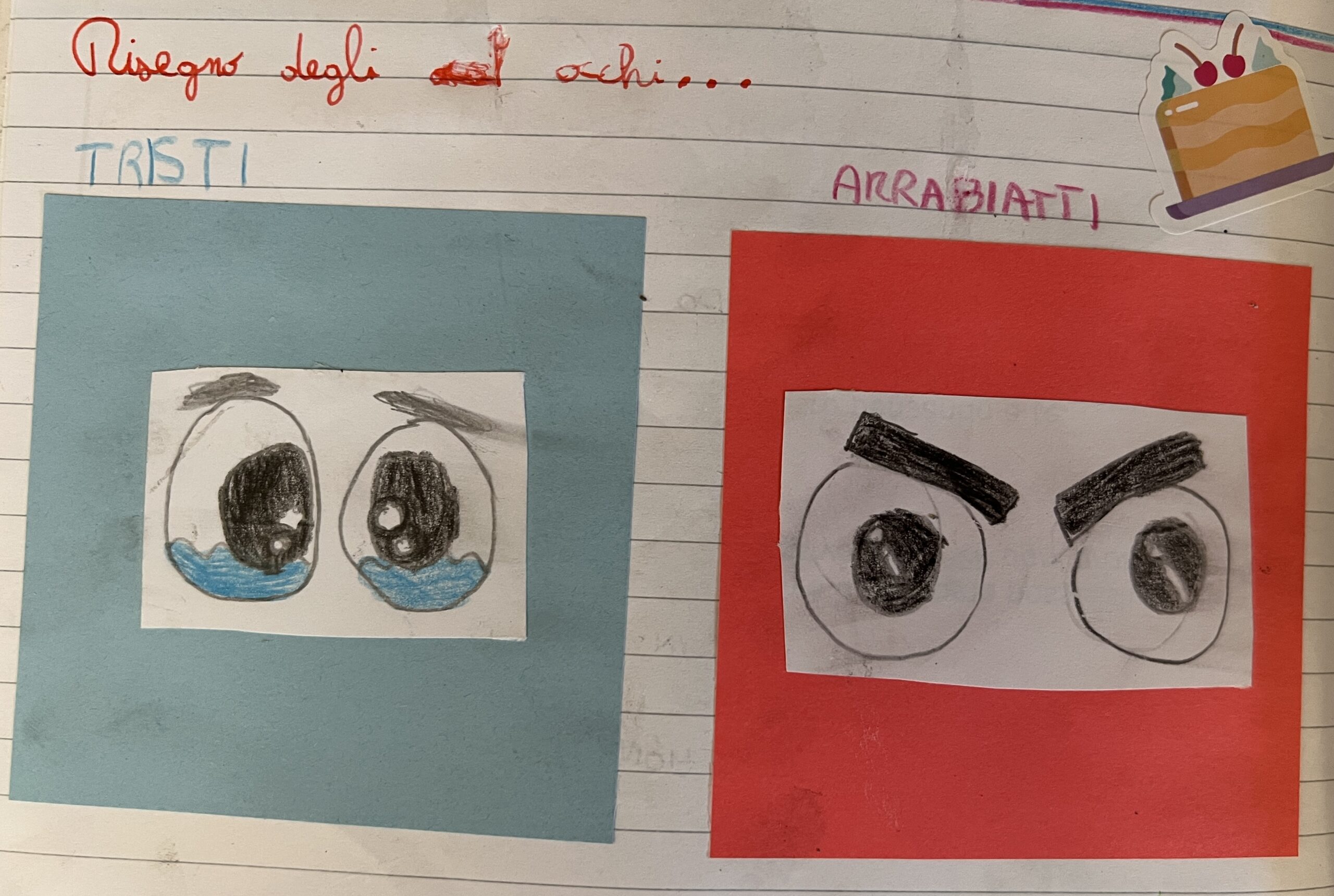 OCCHI DISEGNATI SUL QUADERNO