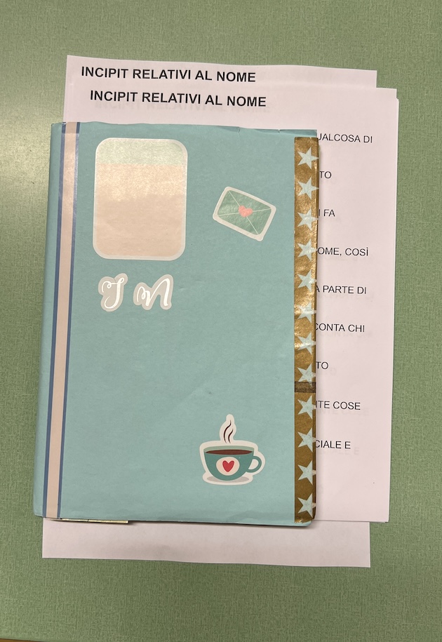 IL MIO TACCUINO DELLO SCRITTORE CON INCIPIT