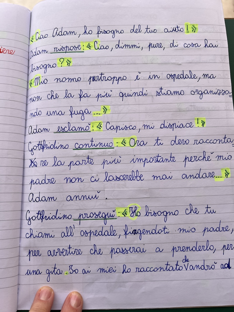 DIALOGO SCRITTO SUL QUADERNO
