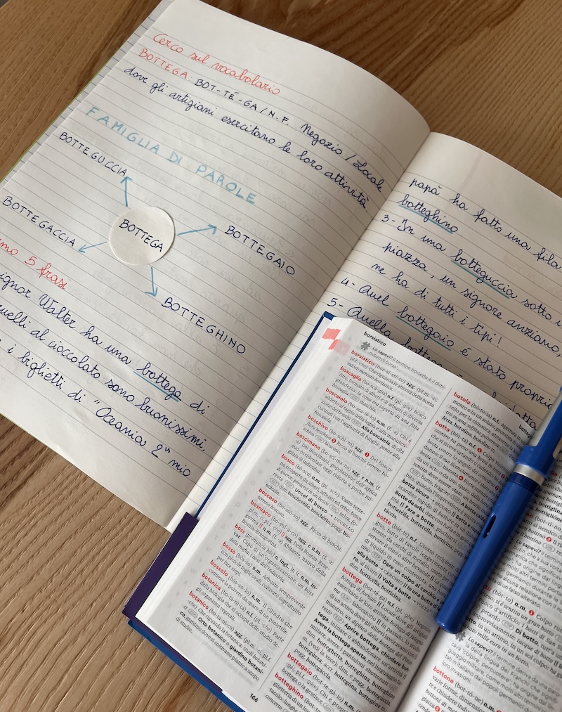 FAMIGLIA DI PAROLE SUL QUADERNO RICERCA DI PAROLE SUL VOCABOLARIO