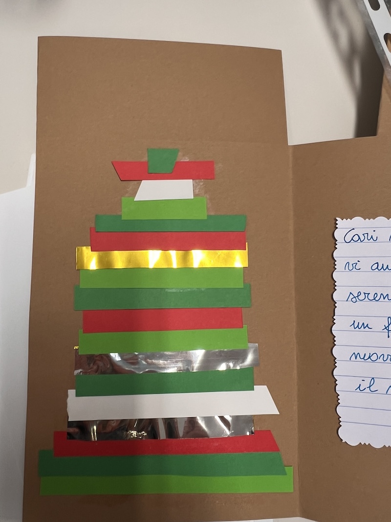 L’ALBERO DAL RETRO INTERNO DEL BIGLIETTO DA COMPLETARE