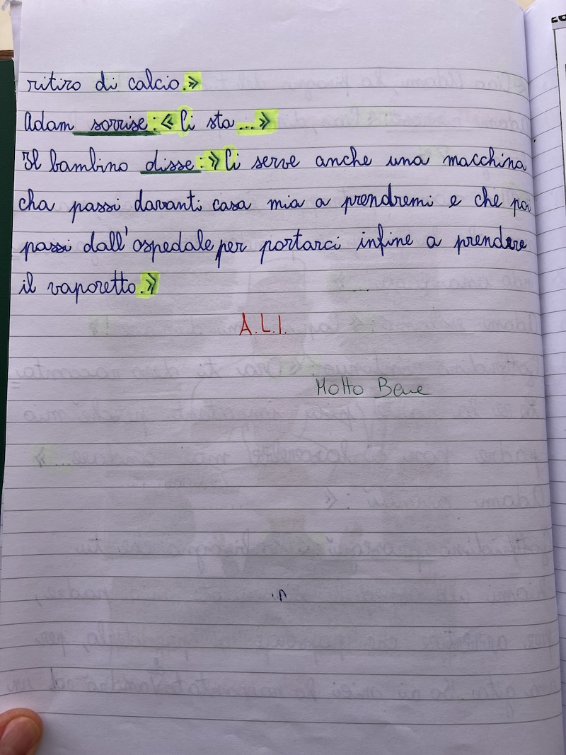 CONCLUSIONE DIALOGO SCRITTA SUL QUADERNO