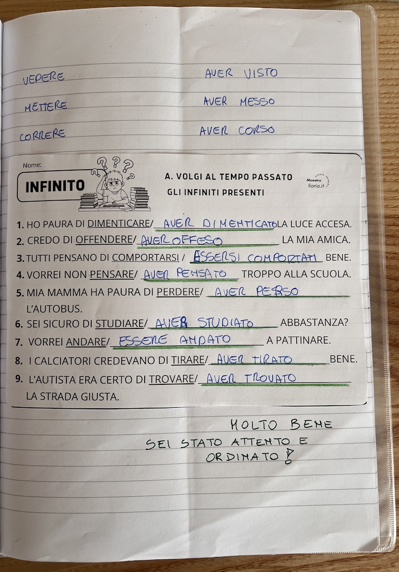 IL MODO INFINITO CONCLUSIONE ATTIVITÁ SUL QUADERNO