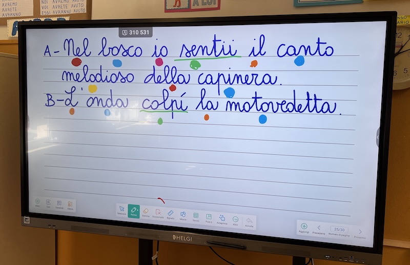 Analisi grammaticale sullo schermo di classe