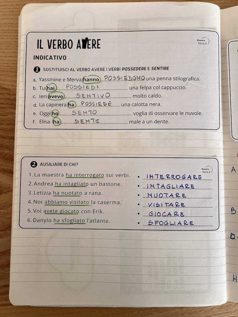 ESERCIZI CON AVERE SUL QUADERNO