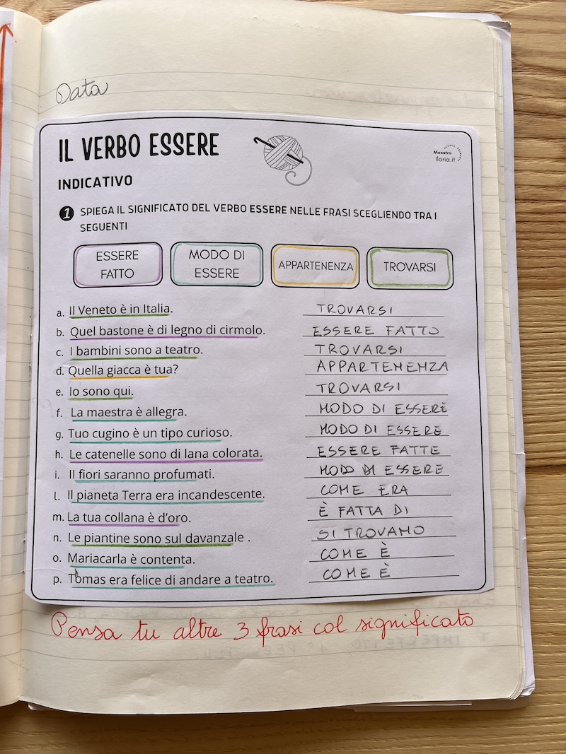 ESERCIZIO SUL QUADERNO