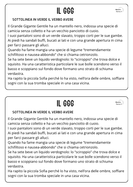 SCHEDA CON 2 TESTI PER 2 BAMBINI