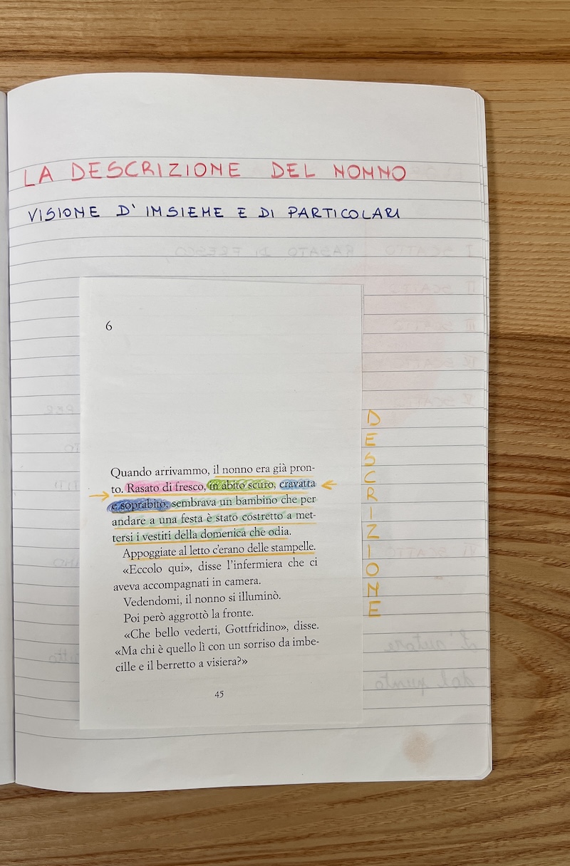 Sottolineatura di una descrizione