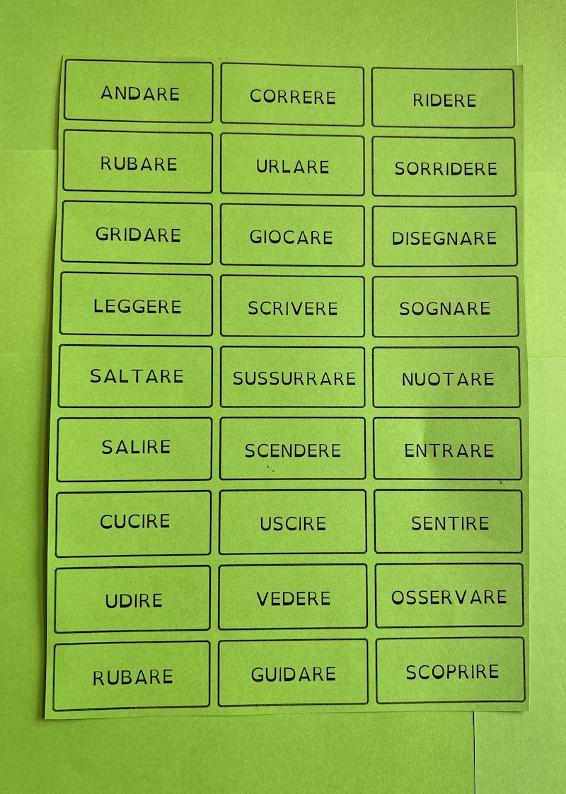 LISTA DI VERBI VERBI ALL'INFINITO