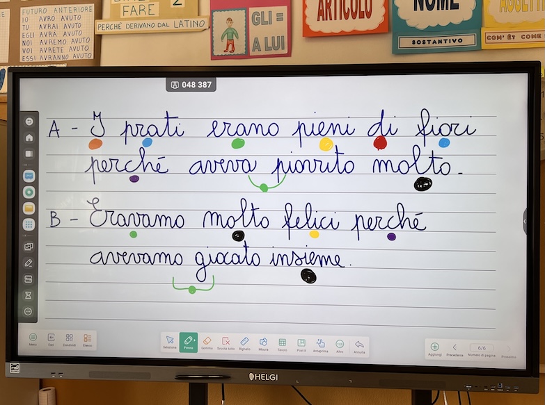 RIFLESSIONI E ANALISI GRAMMATICALE ANALISI GRAMMATICALE SULLO SCHERMO DI CLASSE