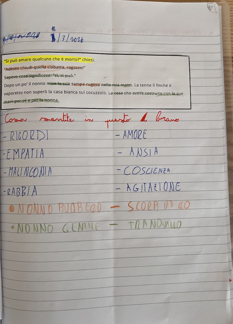 RIFLESSIONI analisi del brano e stesura elenchi